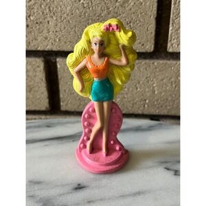 McDonalds 1992 Mattel Barbie Mini Figure Orange Top Teal Skirt Pink Base